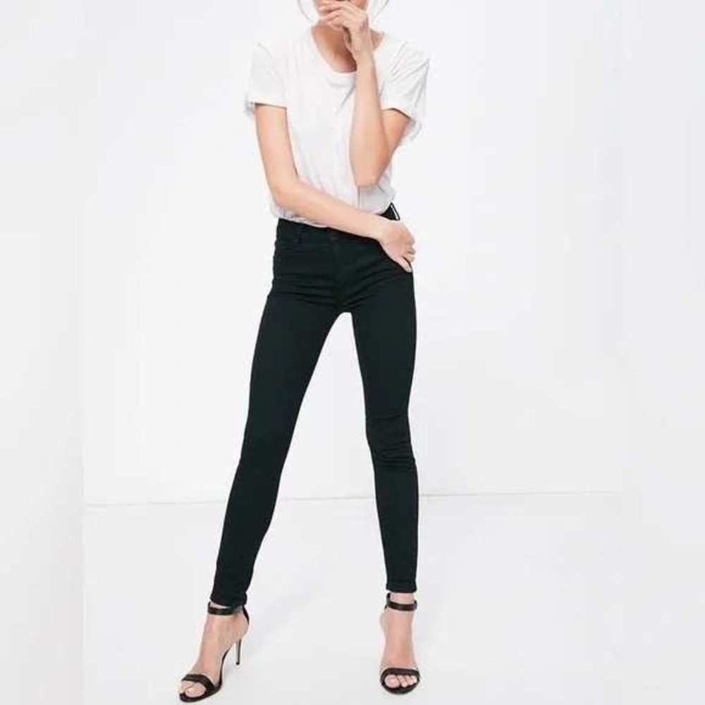 MOTHER The Looker Skinny Jeans Not Guilty Black Stretch Denim Mid Rise Womens 29